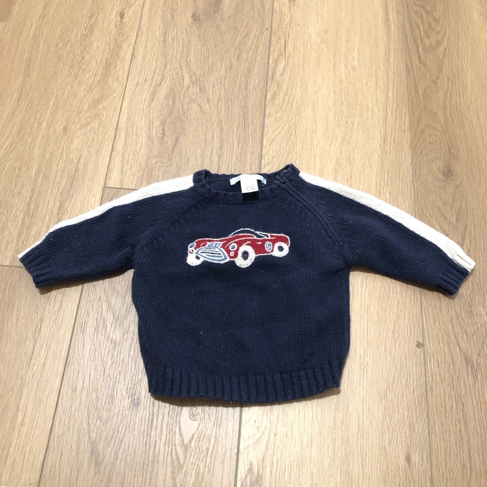 Janie and Jack Car Sweater Navy Blue Size 3-6mo